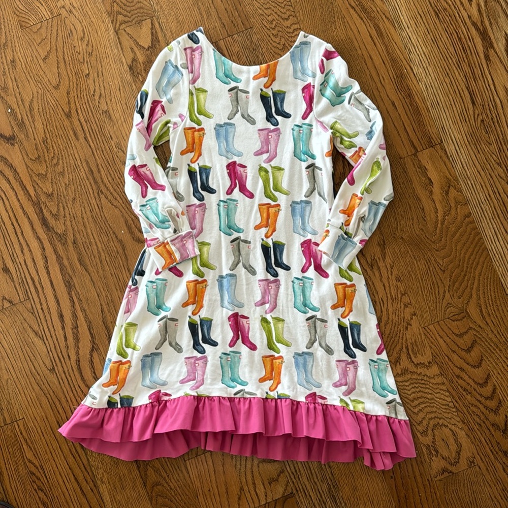 Wellies Dress Rain boots  ☔️ girls custom Etsy spoonflower print 8/10